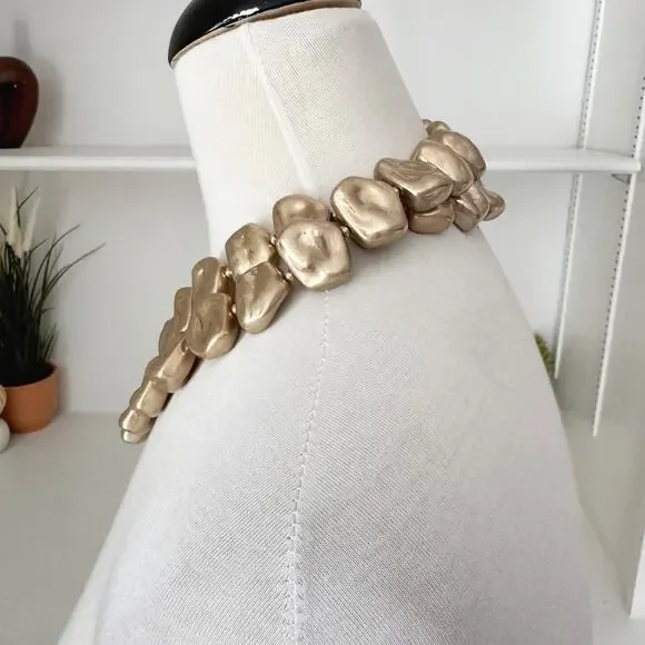 Vintage 70s Saks Fifth Avenue Single or Double Layer Gold Nugget Necklace - Picture 2 of 5